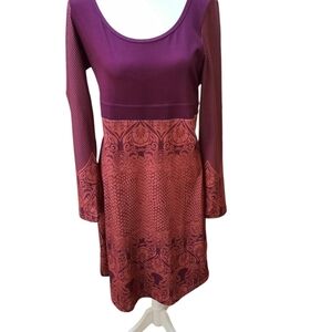 Prana Athletic Purple and Red Patterned Dress Athleisure Dress